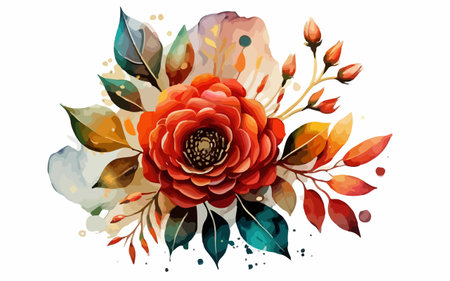 Beautiful watercolor floral composition on white background. Vector illustration.のイラスト素材