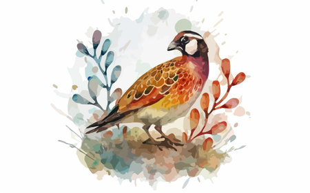 Watercolor hand drawn bird isolated on white background. Vector illustration.のイラスト素材