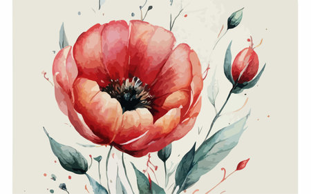 Watercolor poppies. Hand drawn illustration. Floral background.のイラスト素材