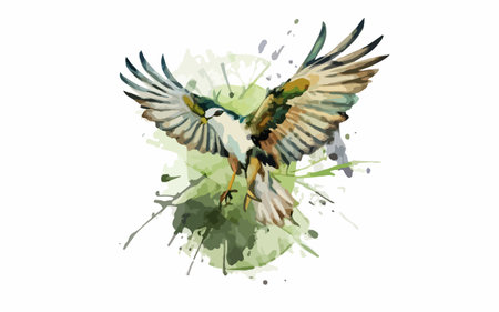 Watercolor drawing of a bird on a white background. Vector illustrationのイラスト素材