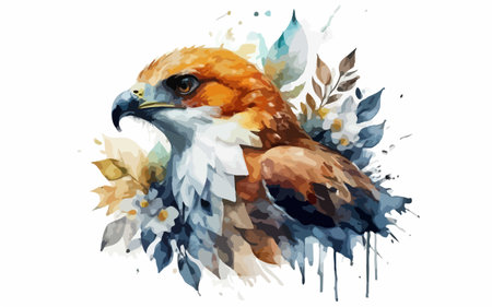 Watercolor eagle head. Hand-drawn illustration on white background.のイラスト素材