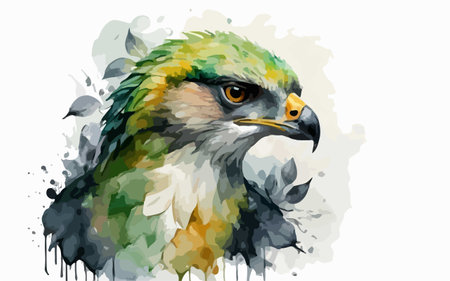 Watercolor illustration of a head of a hawk. Vector image.のイラスト素材