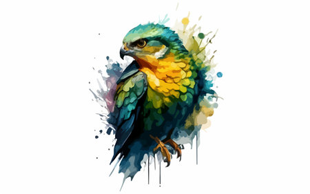 watercolor drawing of a parrot on a white background, vector illustrationのイラスト素材