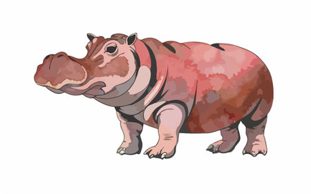 Hippopotamus isolated on a white background. Vector illustration.のイラスト素材