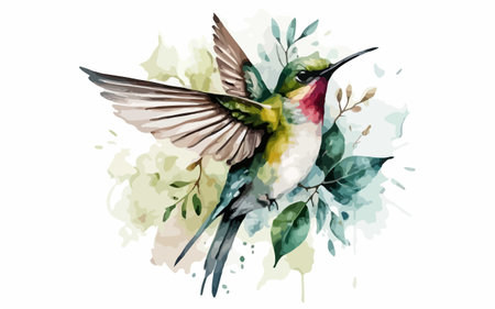 Hummingbird watercolor vector illustration. Hand drawn hummingbird.のイラスト素材