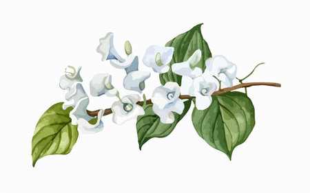 Bougainvillea flowers on white background. Vector illustration.のイラスト素材
