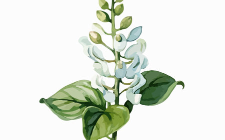 Illustration of a green and blue flower on a white background.のイラスト素材