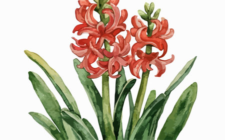 Illustration of a pink hyacinth on a white background.のイラスト素材