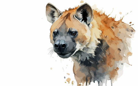 Watercolor portrait of hyena isolated on white background. Hand drawn illustrationのイラスト素材