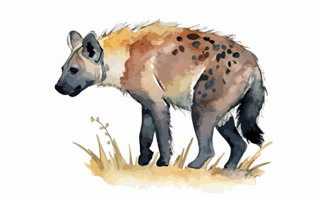 Illustration for Watercolor hyena on white background. Hand drawn vector illustration. - Royalty Free Image