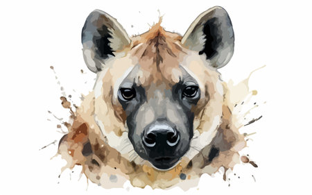 Watercolor hyena portrait isolated on white background. Vector illustration.のイラスト素材