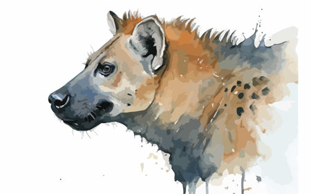Watercolor sketch of hyena isolated on white background. Vector illustrationのイラスト素材