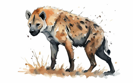 Watercolor hyena. Hand drawn hyena. Vector illustration.のイラスト素材