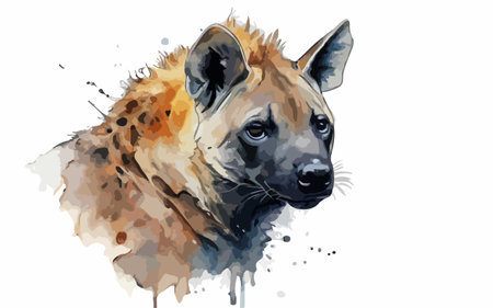 Watercolor portrait of hyena. Hand drawn watercolor illustration.のイラスト素材
