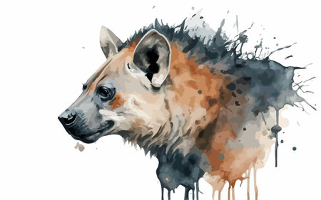 Watercolor hyena portrait, hand drawn illustration, isolated on white backgroundのイラスト素材