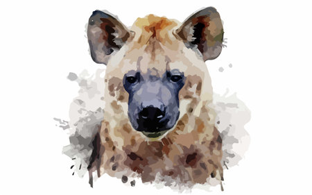 Watercolor portrait of hyena. Hand drawn illustration isolated on white backgroundのイラスト素材