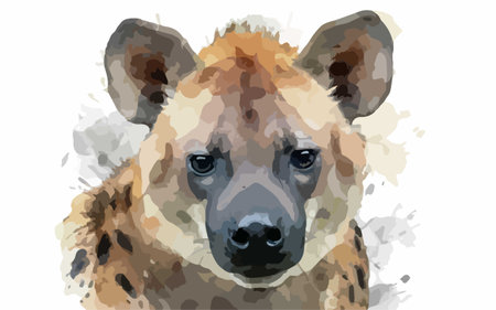 Watercolor portrait of hyena isolated on white background. Vector illustrationのイラスト素材