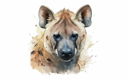 Watercolor portrait of hyena on white background. Vector illustration.のイラスト素材