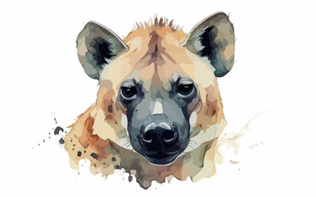 Watercolor portrait of hyena isolated on white background. Vector illustrationのイラスト素材