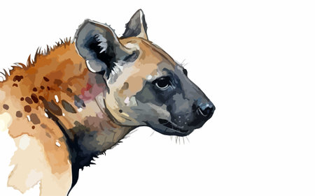 Watercolor illustration of hyena. Isolated on white background.のイラスト素材