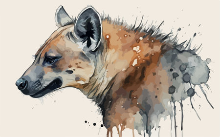 Watercolor illustration of hyena. Hand drawn illustration of hyena.のイラスト素材