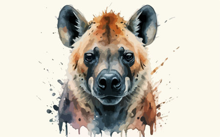 Watercolor portrait of hyena. Hand-drawn illustration. Vector.のイラスト素材