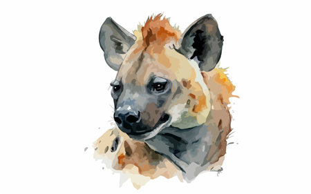 Watercolor portrait of hyena. Vector illustration isolated on white background.のイラスト素材