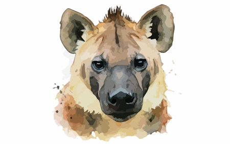 Watercolor portrait of hyena isolated on white background. Vector illustrationのイラスト素材
