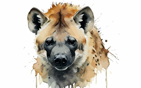 Watercolor portrait of hyena. Illustration on white background.のイラスト素材