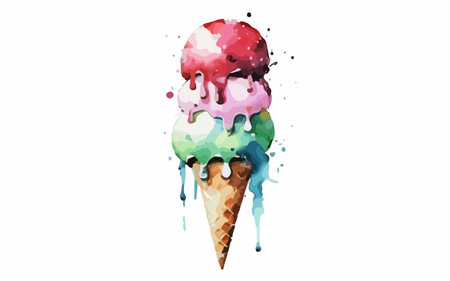 ice cream on a white background. watercolor painting. vector illustrationのイラスト素材