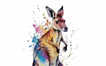 Kangaroo on a white background. Watercolor vector illustration.のイラスト素材