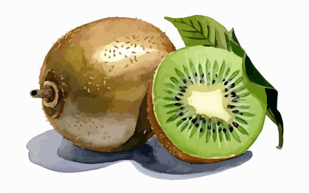 Kiwi fruit. Illustration of a kiwi on a white background.のイラスト素材