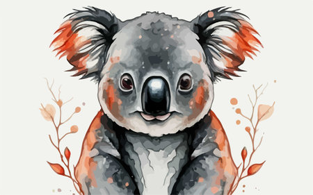 Cute koala in watercolor style. Vector illustration on white background.のイラスト素材