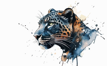 Watercolor portrait of a leopard. Hand drawn vector illustration.のイラスト素材