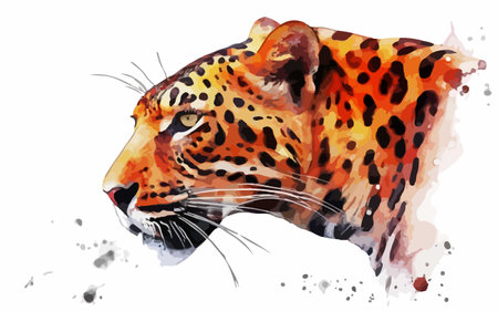 Watercolor illustration of a leopard. Hand-drawn illustration.のイラスト素材