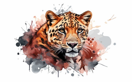 Watercolor portrait of a leopard. Hand drawn vector illustration.のイラスト素材