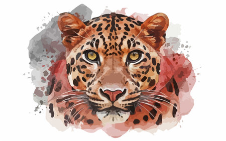 Watercolor portrait of a leopard. Hand drawn vector illustration.のイラスト素材