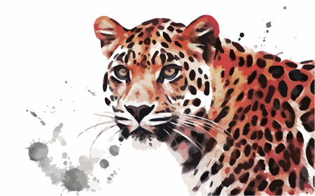 Watercolor leopard portrait. Hand drawn vector illustration isolated on white background.のイラスト素材
