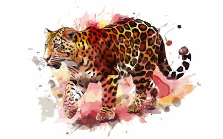 Watercolor leopard vector illustration. Hand drawn watercolor illustration.のイラスト素材