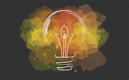Light bulb on colorful watercolor background. Vector illustration for your designのイラスト素材