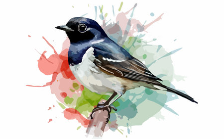 Illustration of a beautiful bird in watercolor style. Vector illustration.のイラスト素材