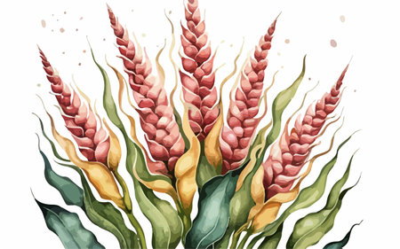 Illustration of a bunch of tropical flowers. Watercolor illustration.のイラスト素材