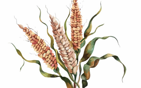 Illustration of a corn on white background with watercolor effect.のイラスト素材