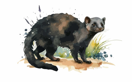 Tasmanian Wombat. Watercolor illustration on white backgroundのイラスト素材