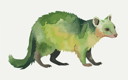 Illustration of a painted opossum on a white background.のイラスト素材