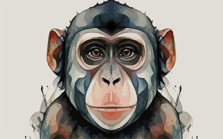 Chimpanzee portrait. Vector illustration of a chimpanzee.のイラスト素材