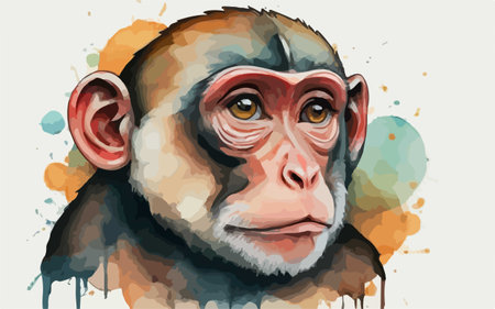 Graphic portrait of a monkey. Hand-drawn vector illustration.のイラスト素材