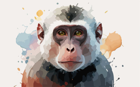 Portrait of a monkey in watercolor style. Vector illustration.のイラスト素材
