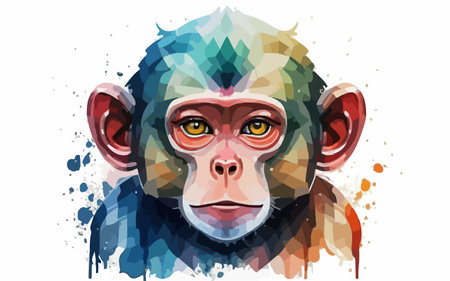 Portrait of a monkey. Polygonal style. Vector illustration.のイラスト素材