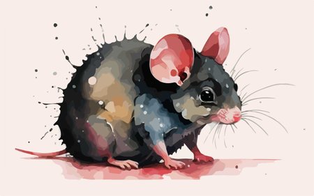 Illustration of a mouse in watercolor style. Vector illustration.のイラスト素材